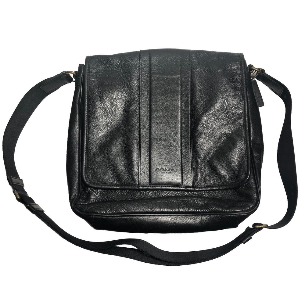Vintage Y2K Coach Heritage Map Bag F71641 Black Leather Crossbody